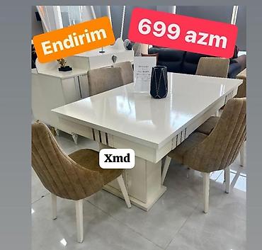 piano stul: - Yemək otağı üçün masa və 6 ədəd stul dəsti - Original fabrik — 2
