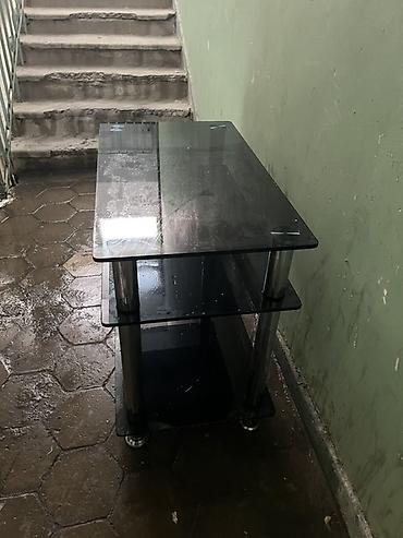 tv set mebel: Şüşə TV stendi / media konsolu - 3 mərtəbəli quruluş: üst panel və — 3