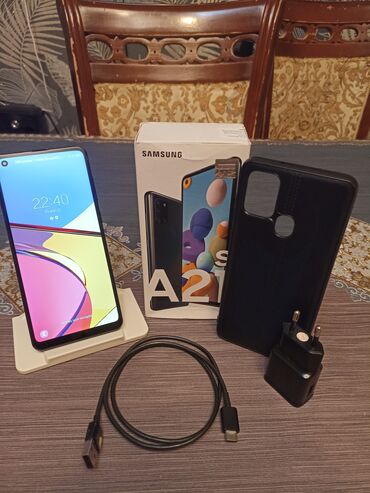 samsung tab 10: Samsung Galaxy A21S, 32 GB, rəng - Qara, Sensor, Barmaq izi, Simsiz şarj