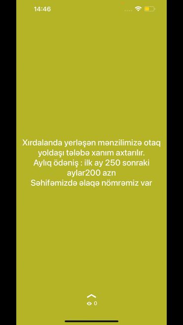 kiraye rvler: Otaq yoldaşı tələbə xanım axtarılır . Evdə bütün avadanlıqlar var