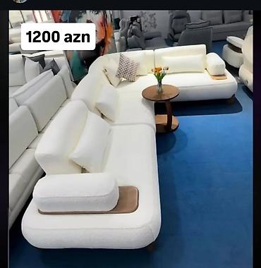 embawood divan modelleri: 1.Modul tipli L formalı yumşaq künc divan - Rəng: ağ, müasir minimal — 1