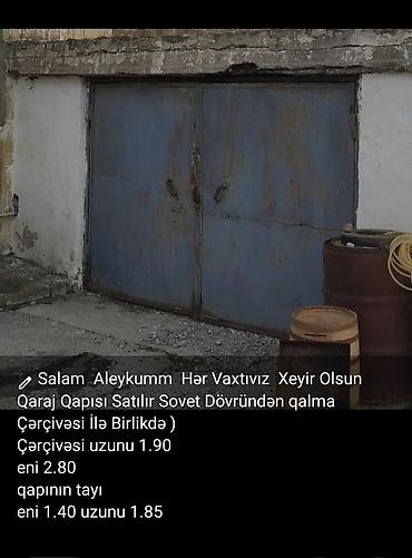qaraj darvaza: Sovet dövründən qalma metal qaraj qapısı satılır, çərçivəsi ilə — 1