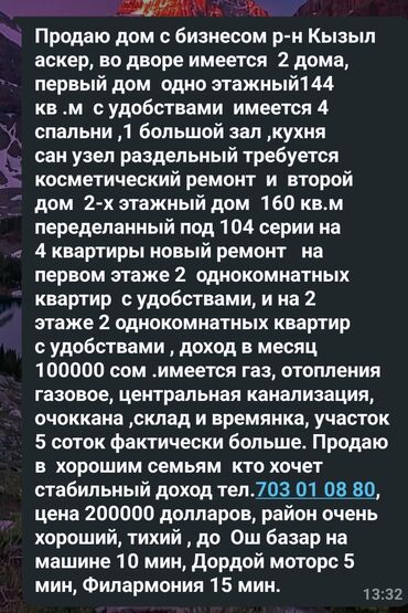 долгосрочная аренда домов церков: Үй, 160 кв. м, 4 бөлмө, Менчик ээси, Косметикалык оңдоо