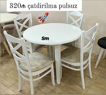 stul uzu: Mətbəx üçün, Yeni, Açılmayan, Yumru masa, 4 stul — 2