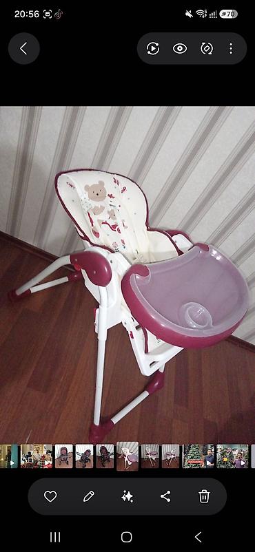 uşaq yemək stulu: Uşaq yemək stulu - Rəng: ağ/bordo kombinasiya - Naqış: ayıcılı yumşaq — 3