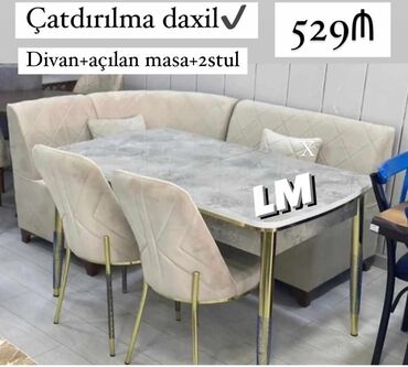 2 ci el stol stul: Mətbəx üçün, Yeni, Dördbucaq masa, 2 stul