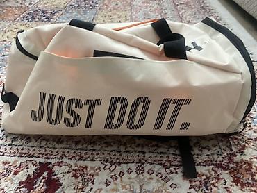 just do it: Спортивная сумка/дафл с яркой оранжевой подкладкой. - Цвет: молочный — 4