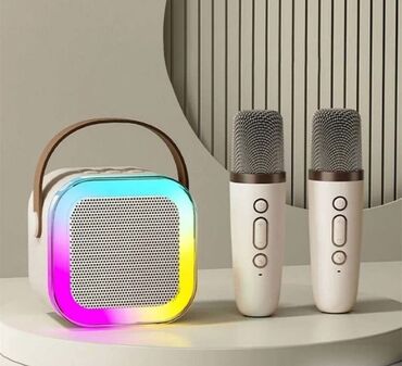 микрофоном: Портативная колонка караоке система с двумя микрофонами Karaoke Sound