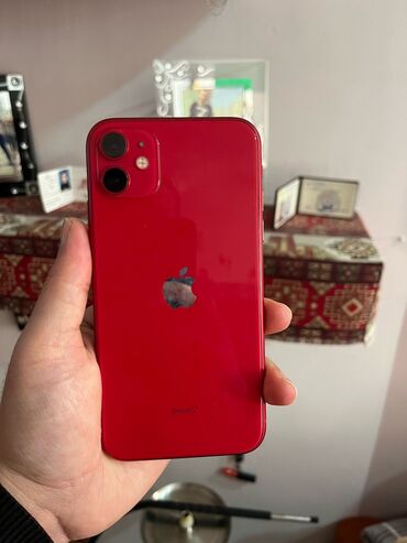 iphone adaptr: IPhone 11, 128 GB, Qırmızı, Barmaq izi, Face ID