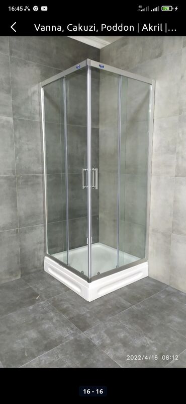 Duş kabinaları, arakəsmələr: Yeni Üstü açıq kabina, Künc üçün, Pulsuz çatdırılma — 6