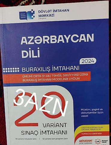 50 qepik satılır: Riyaziyyat MHM 9 - 5 AZN Azərbaycan dili 20 SINAQ 9 - 3 AZN İngilis — 3