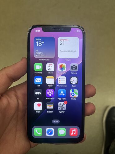 Apple iPhone: IPhone 12 Pro, 128 GB, Pacific Blue, Zəmanət, Barmaq izi, Simsiz şarj