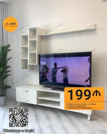 стеллаж для гостинной: Düz TV altlığı, Polkalı