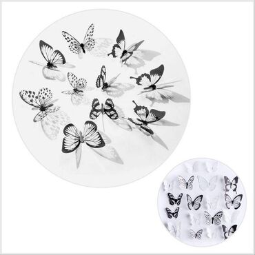 Триммеры: Наклейка 3D Бабочки H-Z-101 белые и черные Декоративные бабочки 3д -