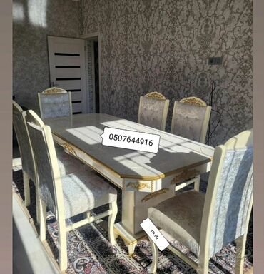 Masa və oturacaq dəstləri: Qonaq otağı üçün, Yeni, Açılan, Dördbucaq masa, 6 stul -da lalafo.az — 4 Masa və oturacaq dəstləri: Qonaq otağı üçün, Yeni, Açılan, Dördbucaq masa, 6 stul — 4