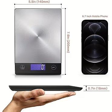 elektron kitab satilir: Mətbəx tərəzisi şarj oluna bilən LCD ekranlı 15 kq USB Type-C TƏCİLİ — 3