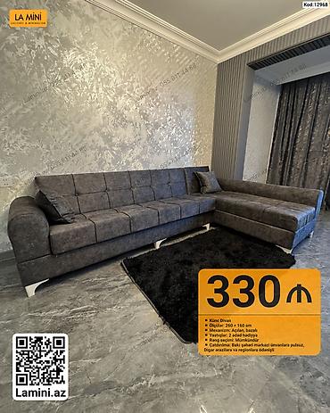 Künc divan – müasir dizaynlı, geniş və rahat model - Ölçülər: 260 ×