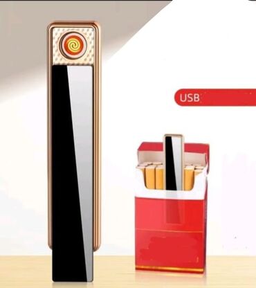 ювелирная сталь: Электрическая USB-зажигалка с тонким корпусом и глянцевой вставкой
