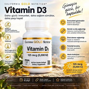 California Gold Nutrition Vitamin D3 – 125 mcg (5,000 IU) - Tərkib