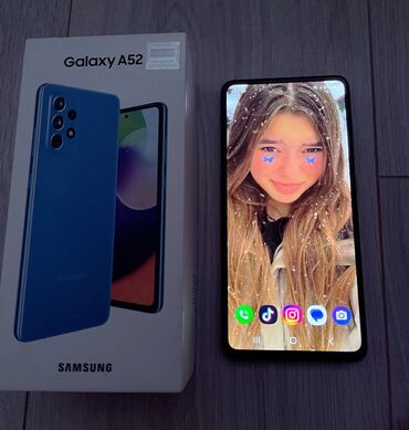 Samsung: Samsung Galaxy A52, 128 GB, rəng - Göy, Barmaq izi, İki sim kartlı, Face ID