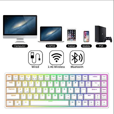 logitech superlight 2: Клавиатура, Royal Kludge, Механическая, Bluetooth, Проводное подключение, Размер: 65% — 4