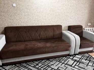 раскладной диван кресла: Диван-кровать, цвет - Коричневый, Б/у