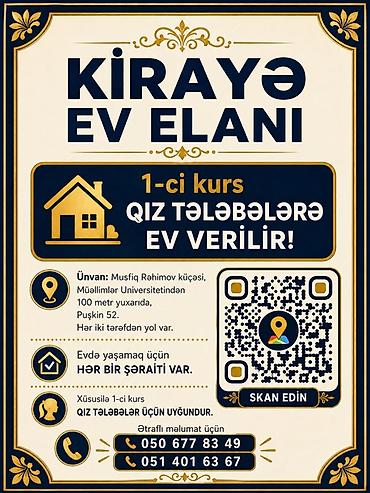bineqedide kiraye evler ucuz: Kirayə ev elanıdır – 1-ci kurs qız tələbələr üçün. - Ünvan: Müşfiq — 1