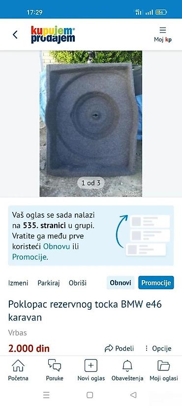 Delovi enterijera: POKLOPAC REZERVNOG TOČKABMW E46 LIMUZINA I KARAVAN | Original — 2