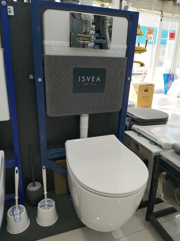 su turbaları: ISVEA asma unitaz sistemi – divar daxili çən və quraşdırma karkası ilə