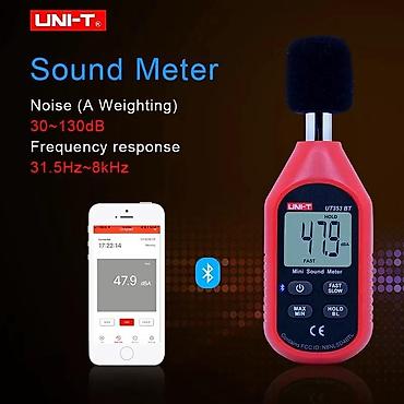 Alətlər: Səs ölcən cihaz. Sonомetr. Model: UNI-T UT353 - Telefona proqramla — 2