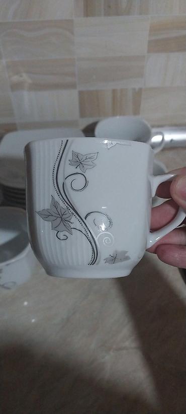 türkiyə bayrağı: Çay dəsti, rəng - Ağ, Farfor, 6 nəfərlik, Türkiyə — 2