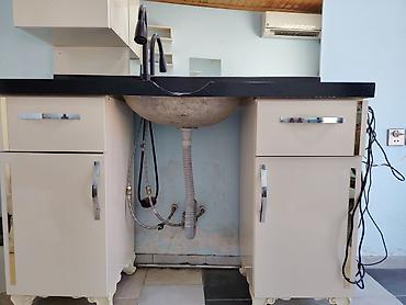 Salon, tibbi mebel: Salon üçün lavabo və güzgü dəsti - Komplekt: üst hissədə iri güzgü — 3