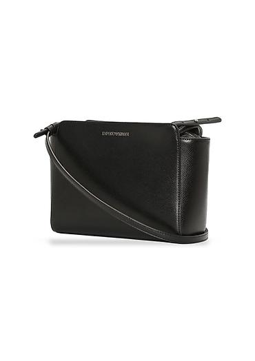 zelena torbica: Emporio Armani Saffiano ženska crossbody torba – crna - Materijal — 2