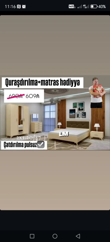 Yataq otağı dəstləri: 2 təknəfərlik çarpayı, Dolab, Komod, Termo, Türkiyə, Yeni -da lalafo.az — 8 Yataq otağı dəstləri: 2 təknəfərlik çarpayı, Dolab, Komod, Termo, Türkiyə, Yeni — 8