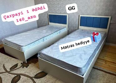 yataq dəsti 2 ci əl: Односпальная кровать, Без подьемного механизма, Бесплатный матрас, Без выдвижных ящиков