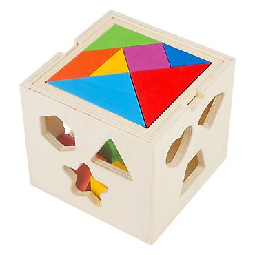 black squad patike: Drvena edukativna kocka – sorter oblika i tangram 2-u-1 - Materijal — 6