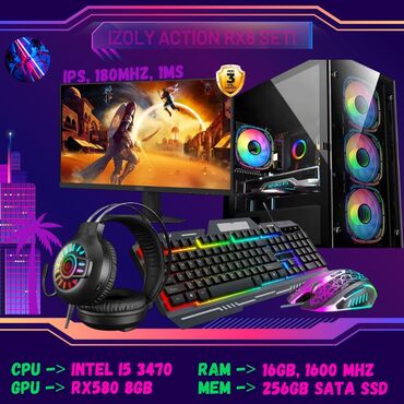 oyun kompüterləri: Masaüstü Oyun Komputeri Seti (Gamer PC) Hər bir detalı (komponenti)