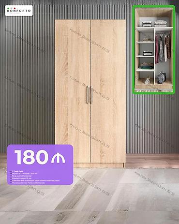 İki qapılı paltar dolabı - Ölçülər: 47 × 200 × 90 sm - Rəng: açıq