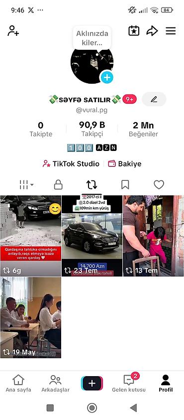 Транспорт: Məhsul: TikTok hesabı – “SƏYFƏ SATILIR” (@vural.pg) Xüsusiyyətlər: - — 1