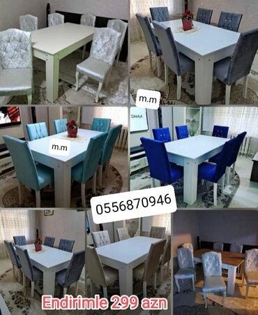 cilek mobilya baku: Qonaq otağı üçün, Yeni, Açılmayan, Dördbucaq masa, 6 stul, Azərbaycan