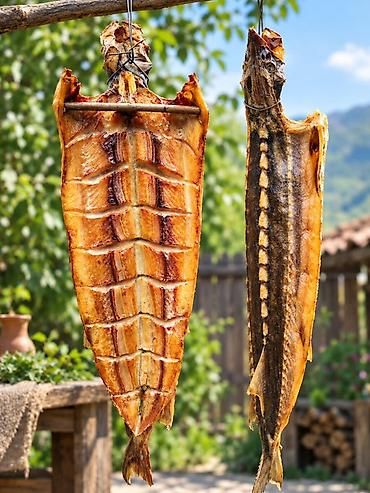 Salmon: Təbii üsulla hazırlanmış hisə verilmiş balıqlar. Təzə hazırlanıb — 1