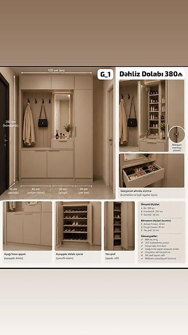 uşaq dolablari: Dəhliz Dolabı – G_1 modeli Ümumi ölçülər: - En: 120 sm - Hündürlük — 1