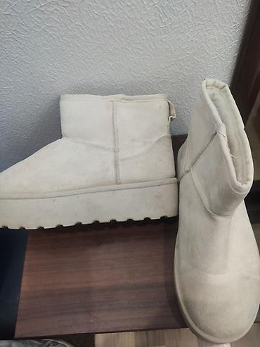 Угги: Бежевые утеплённые полусапоги-угги - Цвет: светло-бежевый/молочный - — 10