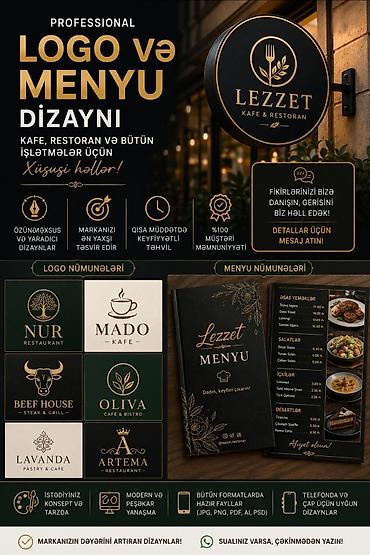Peşəkar logo və menyu dizaynı xidməti - Kafe, restoran və bütün