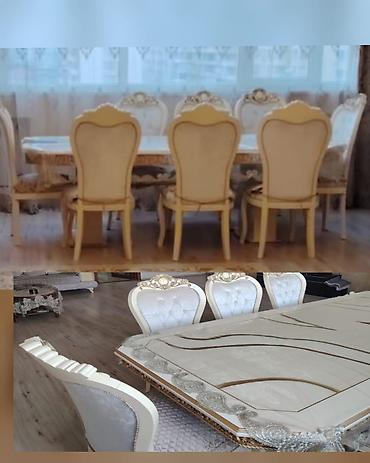 Qonaq otağı üçün, İşlənmiş, Dördbucaq masa, 8 stul