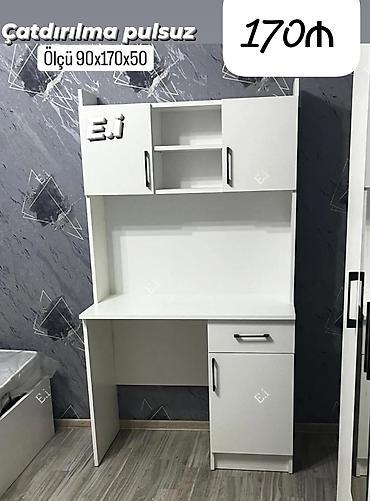 nerj stollar: - İş masası üst dolablı model - Ölçü: 90 x 170 x 50 sm - Rəng: ağ - — 1
