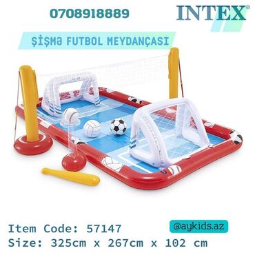 sisme hovuzlar: Intex 57147 [325cm x 267cm x 102cm] Uşaq Şişmə Hovuzu - Futbol Sahəsi