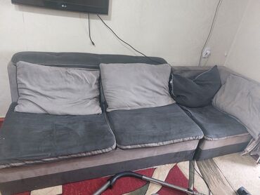 каркасная мебель: Диван-кровать, цвет - Серый, Б/у