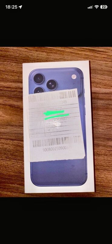 apple 17 qiymeti: IPhone 17 Pro Max, 512 ГБ, Синий, Гарантия, Отпечаток пальца, Беспроводная зарядка