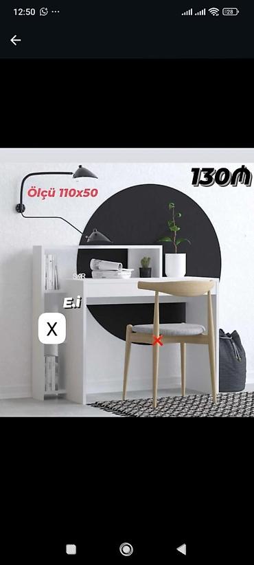stul stol: Minimalist iş masası - Ölçü: 110×50 sm (şəkildə qeyd olunub) - Rəng — 1